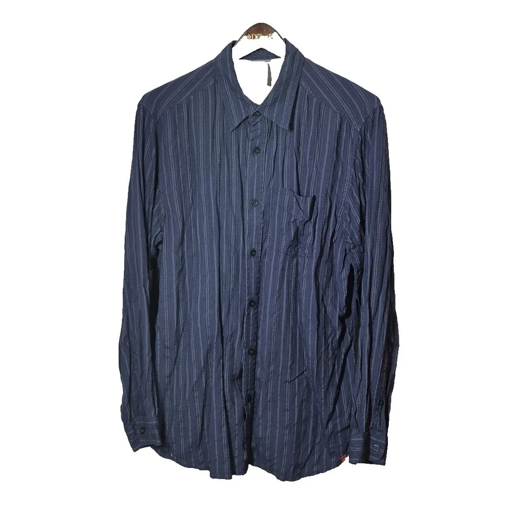 North Face Shirt Mens Large‎ Blue Button Up Long Sleeve Modal Blend Lightweight